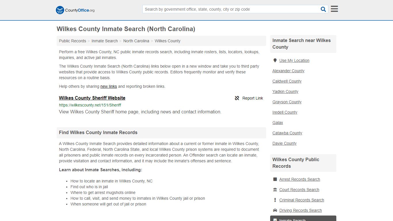 Inmate Search - Wilkes County, NC (Inmate Rosters & Locators)